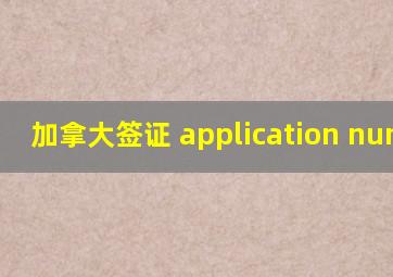 加拿大签证 application number